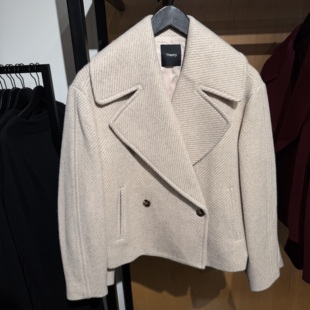 Theory女士羊毛混纺短大衣 毛呢外套 美国代购直邮