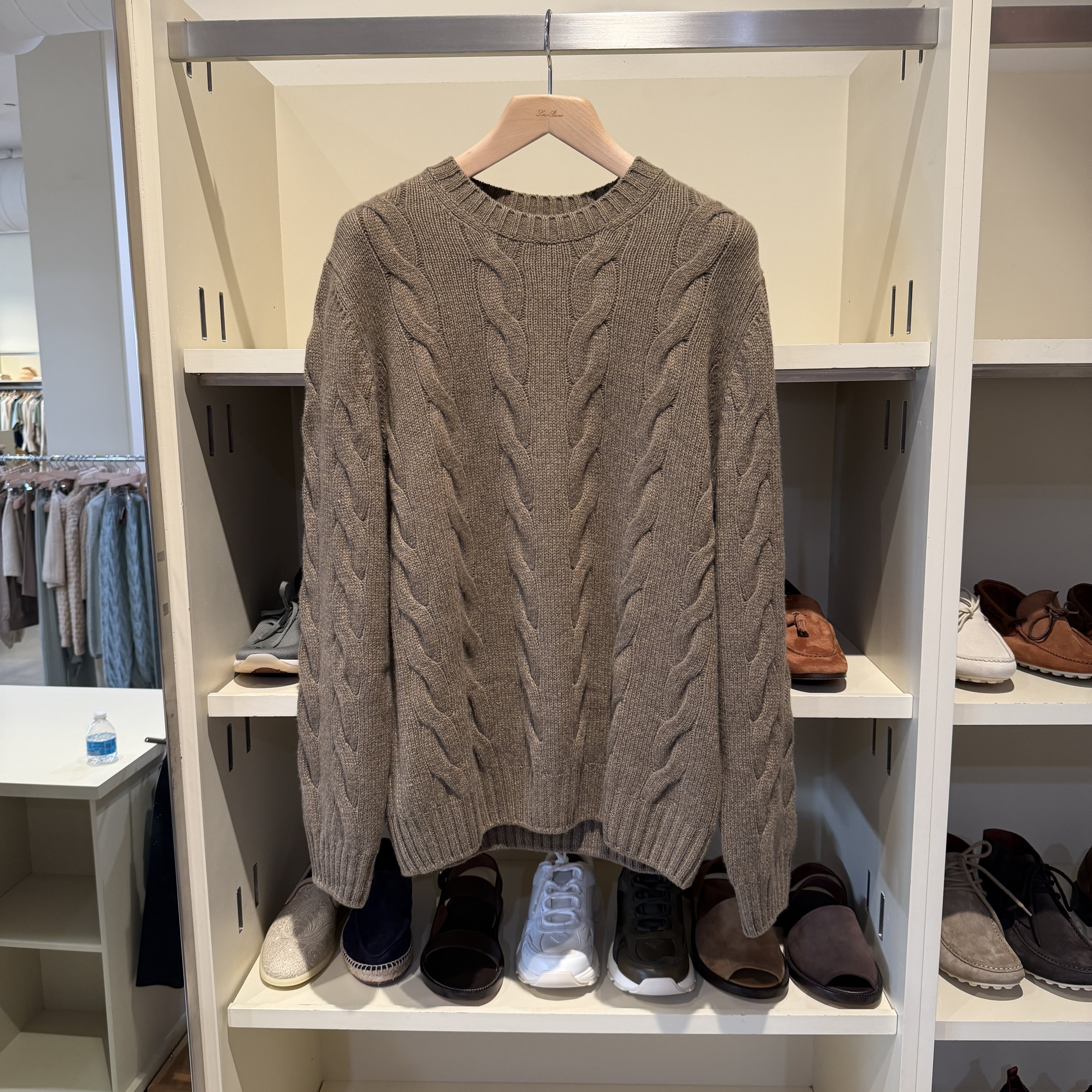 Loro Piana诺悠翩雅男士小羊绒针织衫100%羔羊绒麻花圆领长袖毛衣