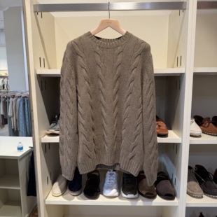 100%羔羊绒麻花圆领长袖 小羊绒针织衫 毛衣 Piana诺悠翩雅男士 Loro