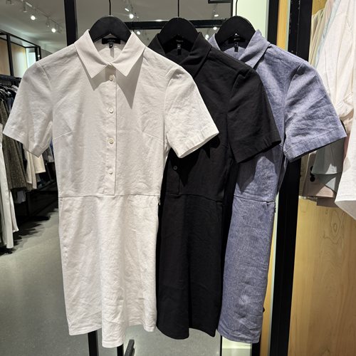 Theory亚麻莱塞尔混纺Polo裙