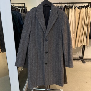 Theory美国代购直邮 男士羊毛羊绒混纺大衣 商务长款毛呢大衣