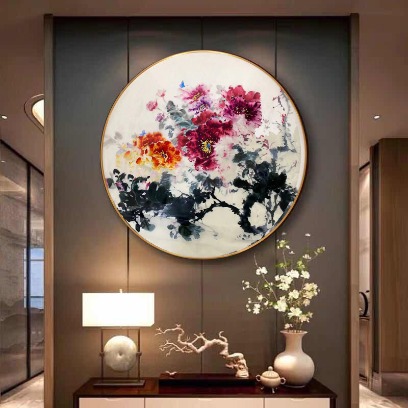 1米圆形刺绣画手工苏绣成品玄关