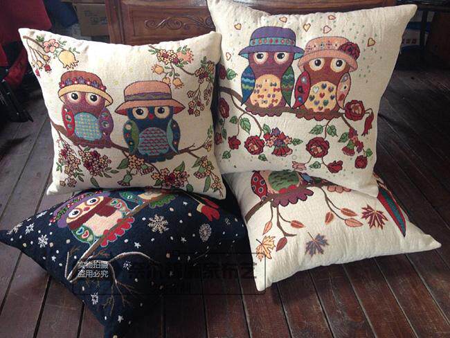 high-grade Jacquard weave Cotton Fabric Owl Cushion Pillow Big Pillow sofa Mat Home Furnishing Pastoral Wallpaper clothin the Home Fabric , Pillow/Pillow  category - from Buy2taobao.com to provide professional Taobao agent buy service
