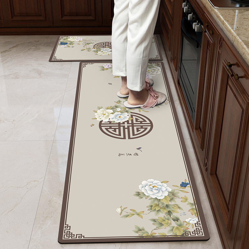 防滑防污防油现代中式厨房地垫