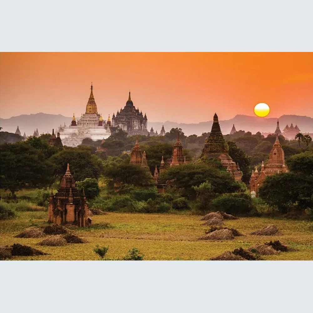 蒲甘传奇日落数字油画diy风景客厅填色手工绘装饰画减压画