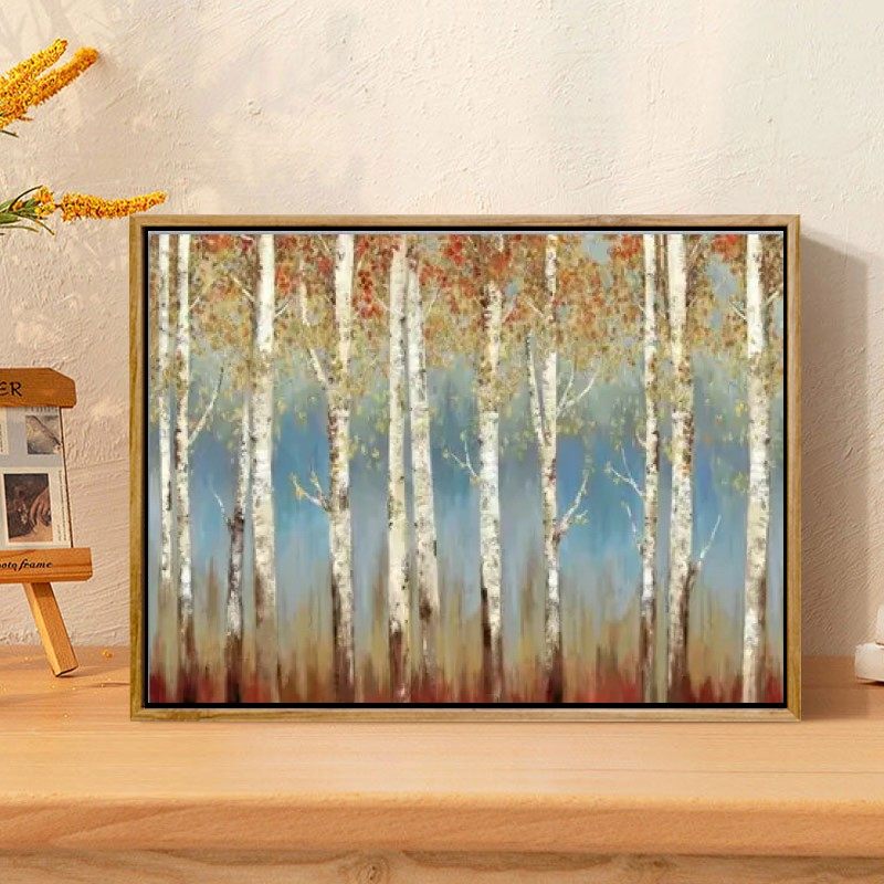 白桦林影数字油画diy风景客厅填色手绘成人减压高级版装饰画
