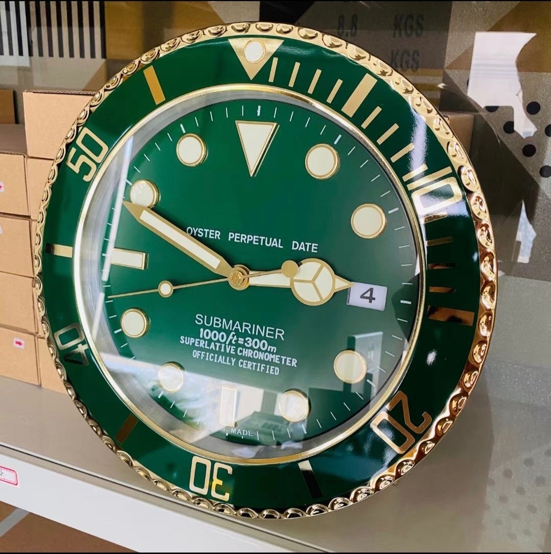 帝通拿时尚个性静音扫秒钟表创意客厅家用装饰卧室简美勞力士挂钟