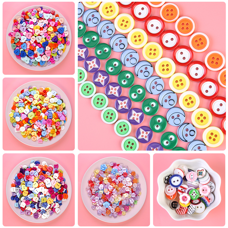 彩色儿童纽扣手工材料包diy纽扣画幼儿园创意钮扣花宝宝衣服扣子