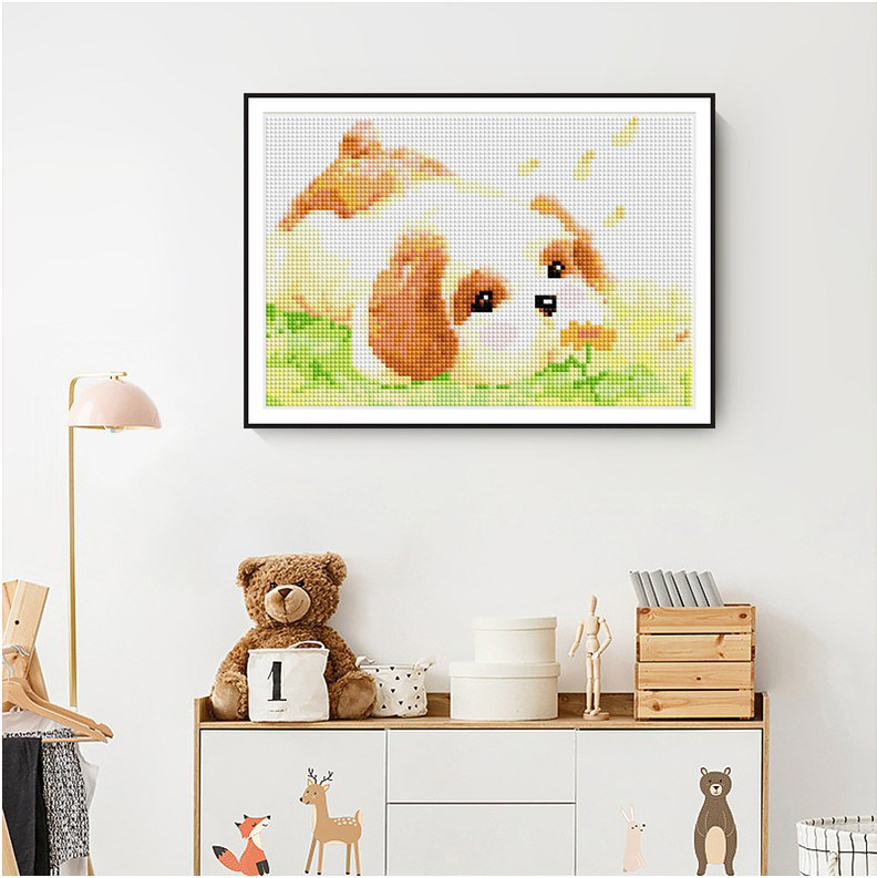 小狗闻香钻石画2026年新款动物系列手工点钻贴画卧室挂画初学友好