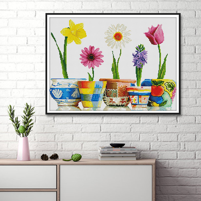 方钻钻石画花卉系列植物花卉五福之家十字绣满钻客厅餐厅简约现代