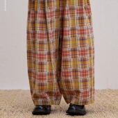 1.0〕纯棉色织百家布橙橘阔腿长裤 Unlimited Mote〔气球裤