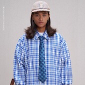 〕日系格纹亚麻棉麻半开领衬衫 Unlimited Mote〔假套头衬衫
