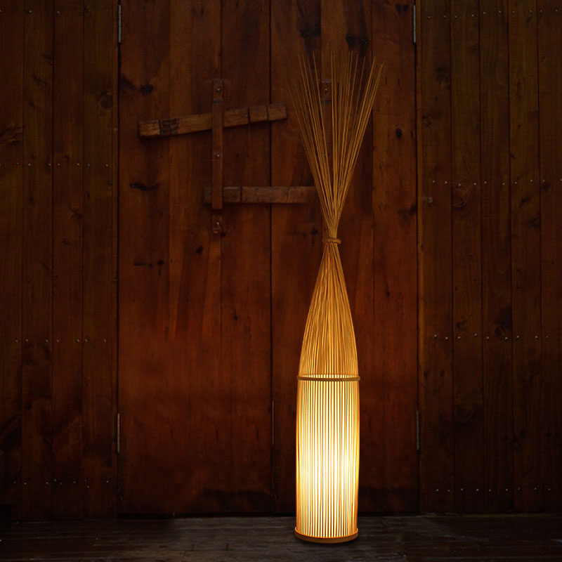 东南亚日式竹编禅意会所客厅卧室茶室中式酒店大堂过道创意落地灯