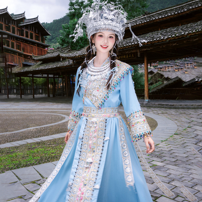新苗疆少女旅拍服装少数民族苗族表演服饰苗寨摄影演出服套装长裙