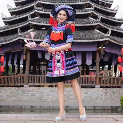 苗族服装女广西壮族服装演出服少数民族服饰苗族成人女舞蹈新款