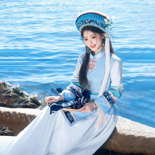 新款白族服装女云南大理少数民族传统服饰成人舞蹈服白族演出服装
