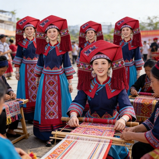 新壮族服装女成人广西三月三少数民族壮锦舞蹈演出盛装民族风服饰