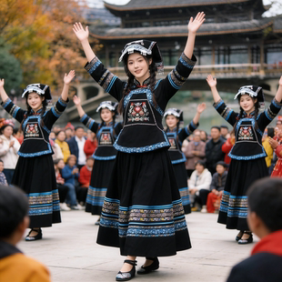 成人新款布依族服饰女贵州少数民族服装三月三舞蹈服表演出服长裙