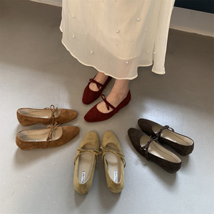 内增高法式小红色玛丽珍单鞋女鞋子2026新款春季绒面芭蕾舞晚晚鞋