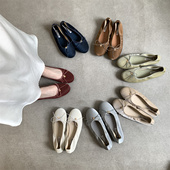 软底豆豆鞋 奶奶鞋 单鞋 子2025新款 平底法式 蝴蝶结芭蕾舞鞋 女鞋 春季