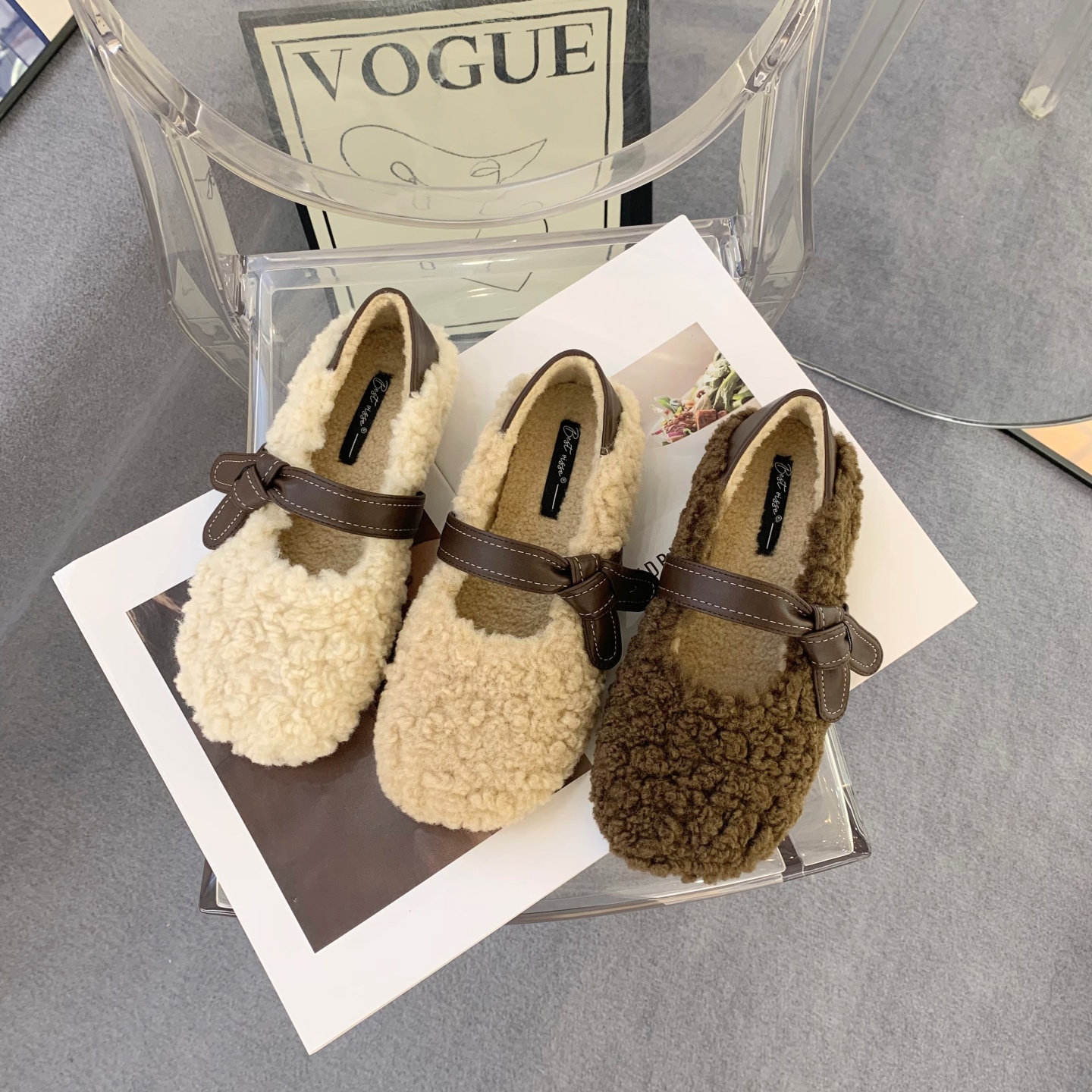 复古仙女风羊羔毛毛鞋女外穿2025秋冬新款温柔加绒玛丽珍豆豆瓢鞋