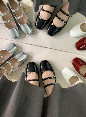 粗跟红色玛丽珍小皮鞋女鞋子2026年新款夏季法式晚晚黑色春秋单鞋