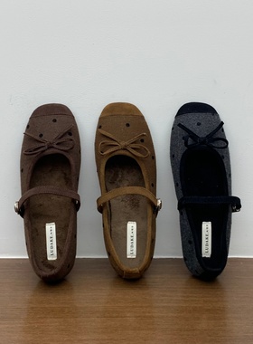 法式小众波点气质玛丽珍单鞋女2025秋冬加绒晚晚风软底温柔豆豆鞋