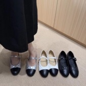 小香风平底气质芭蕾单鞋 复古圆头浅口玛丽珍奶奶鞋 女2025秋季 韩版