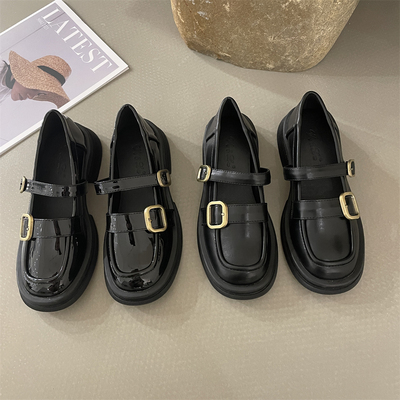 厚底英伦风小皮鞋女鞋单鞋松紧带