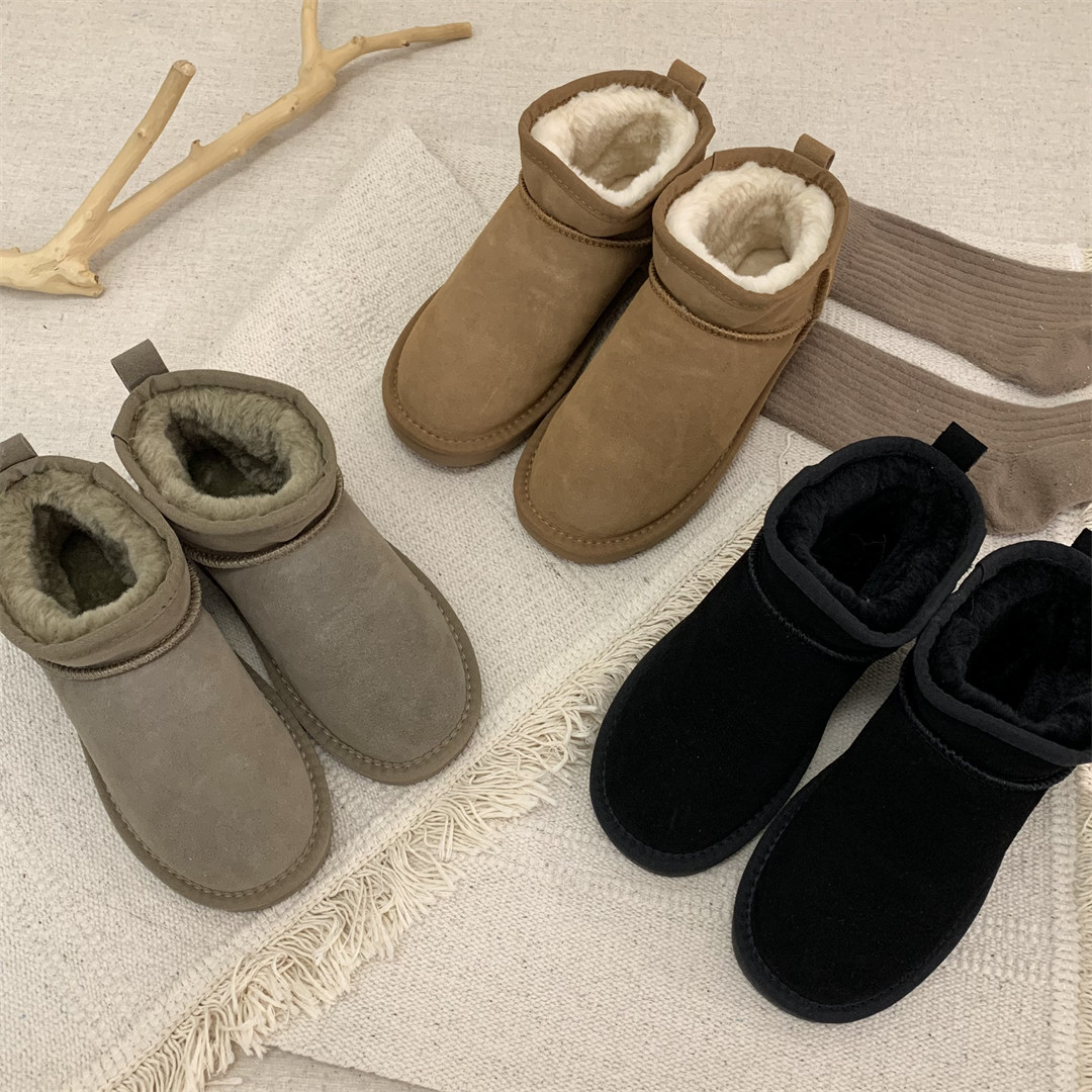 复古真皮雪地靴毛毛短靴百搭厚底女靴子秋冬外穿加绒保暖雪地棉靴,女鞋,时尚雪地靴,淘宝优惠券,粉丝福利购,淘宝优惠卷