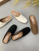 女2026年新款 平底外穿沙滩鞋 夏季 chic复古编织时尚 韩版 包头半拖鞋