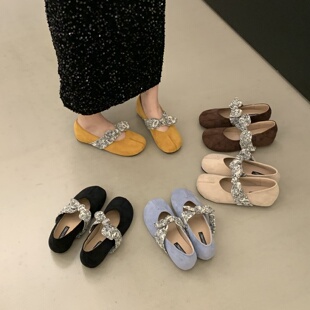 温柔仙女玛丽珍鞋2026年新款法式气质优雅蝴蝶结浅口内增高晚晚鞋