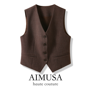 25秋季 无袖 新款 背心马甲女款 坎肩马夹背心 高级咖色西装 AIMUSA