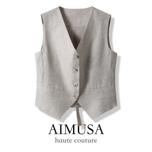 薄款 极简老钱风亚麻马甲背心女夏季 时髦洋气马夹 26夏季 AIMUSA