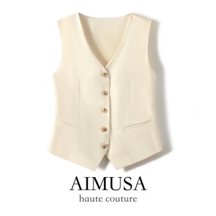 坎肩西装 AIMUSA 无袖 复古马甲背心女2026年春季 马夹 26春夏美式
