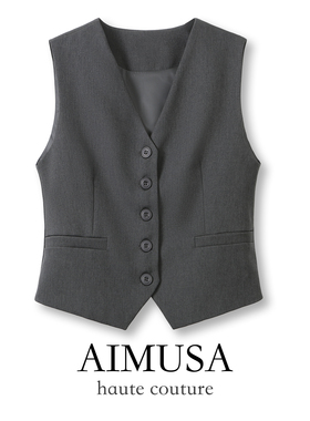 AIMUSA 26春秋格雷系灰色西装马甲背心女春季无袖坎肩外套叠穿