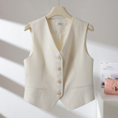 26春夏 无袖 天丝 马甲背心女夏薄款 坎肩马夹小个子 亚麻 AIMUSA