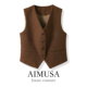 老钱风咖色羊毛呢西装 AIMUSA 26新款 马甲背心女秋冬加厚叠穿马夹