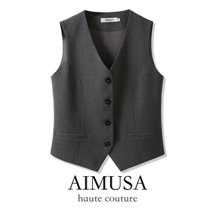 马甲女春季 高级灰色西装 时髦洋气马夹背心外套上衣 26新款 AIMUSA