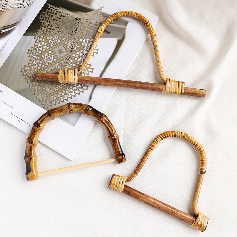 竹节手柄圆环箱包配件diy手工提手包包手提拎环仿竹编织礼盒提手