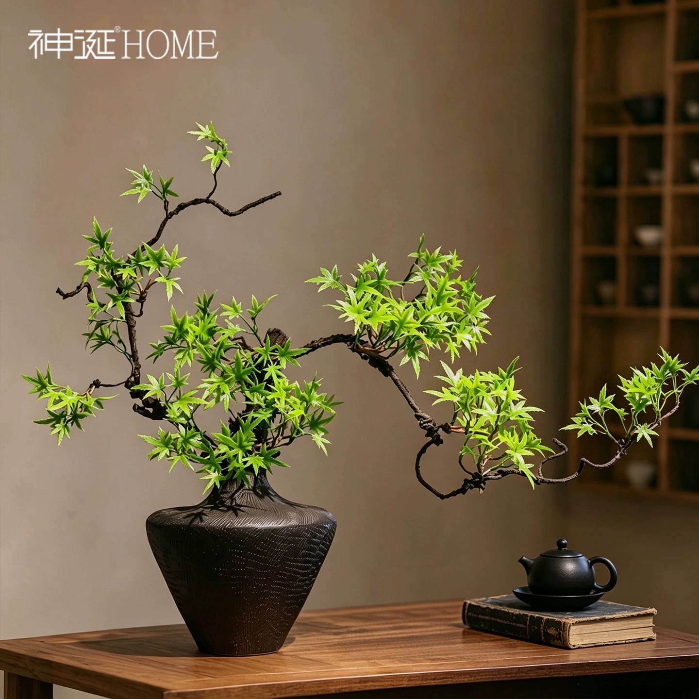 新中式禅意逼真仿真枫叶摆件图片