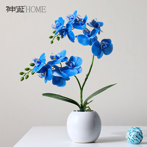 新中式蝴蝶兰仿真花假花盆景摆件