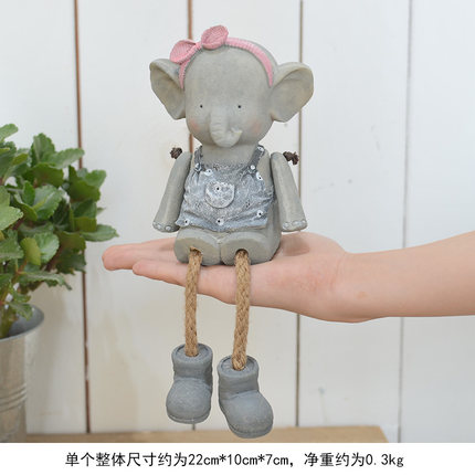 创意家居吊脚娃娃树脂工艺小摆件房间卧室搁板可爱动物装饰品摆设