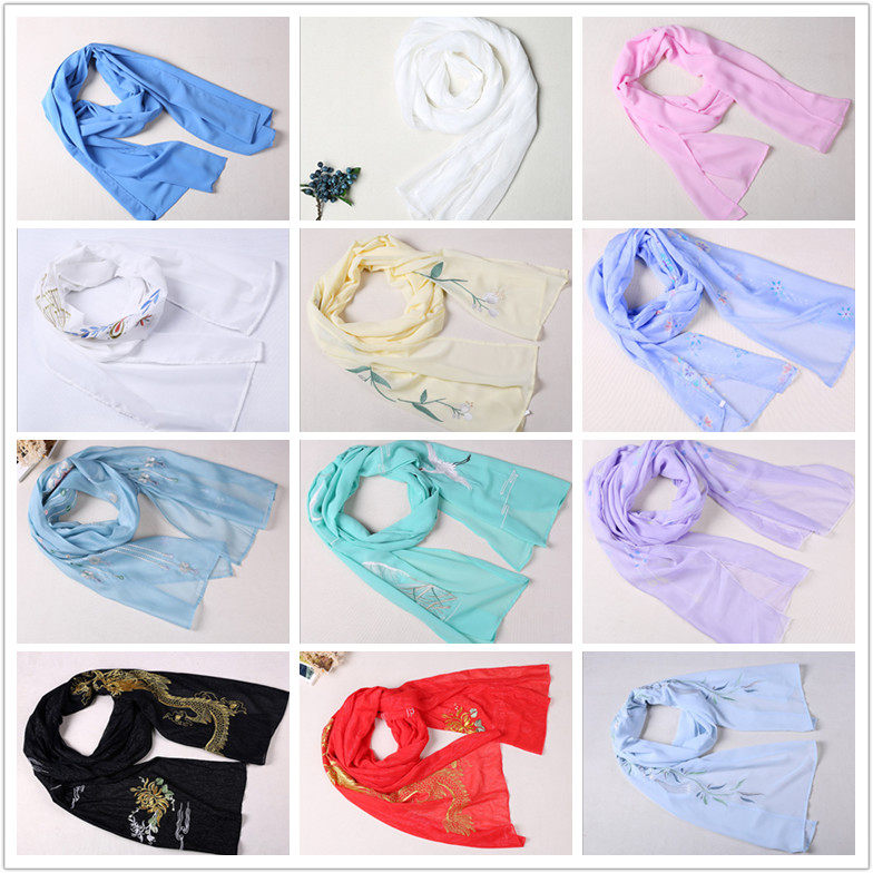 HANFU VERSATILE BATCH SILK TANG FENG TUAN FLOWER PRINT WOMENS CHIFFON MULTI-COLOR SHAWL TANG STYLE DANCE LONG STREAMER LONG SILK SCARF