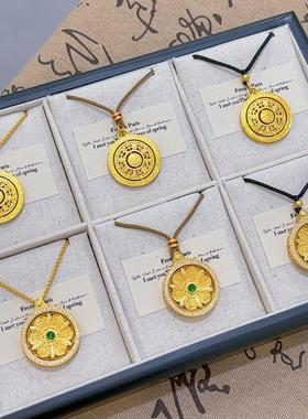 小红书抖音直播多款新中式编绳项链 莲花六字真言旋转罗盘吊坠项