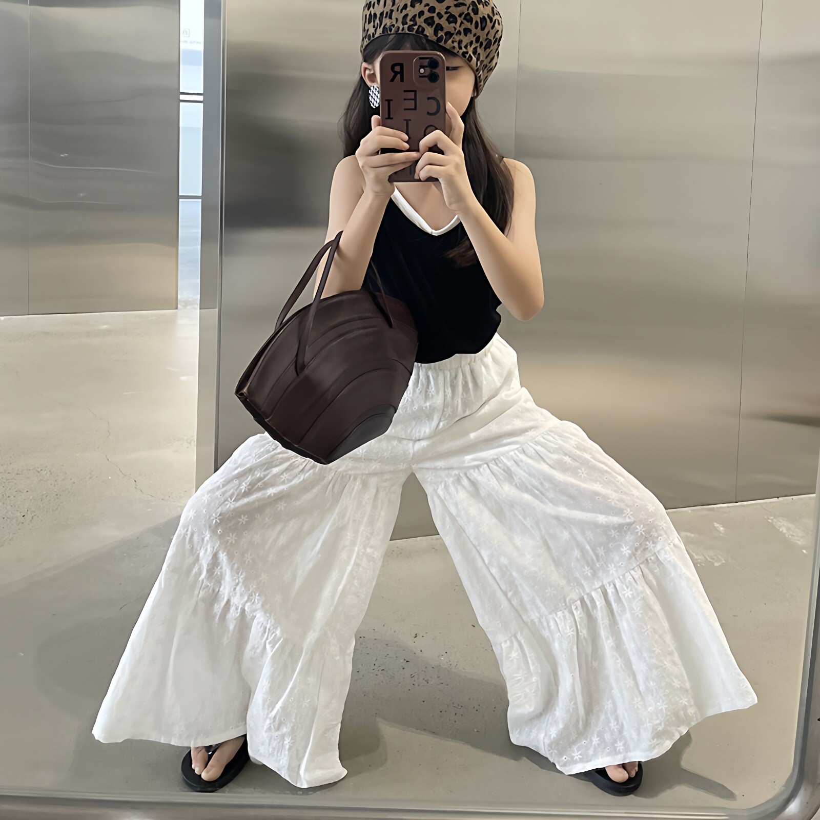 豆丁奇遇女童夏季薄款镂空阔腿裤
