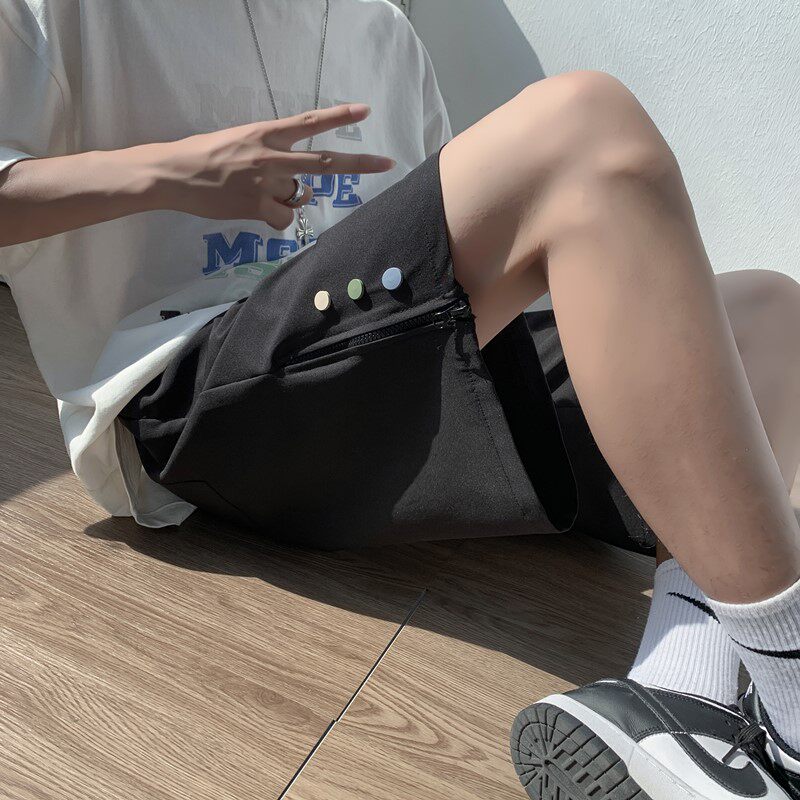 2026夏季小清新拉链开衩排扣短裤XZ604-KG20-P35控48,男装牛仔裤,星座604
