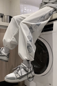 春秋款侧边内嵌小熊印花拼接九分抽绳卫裤 XZ604-KP27-P55控68图片