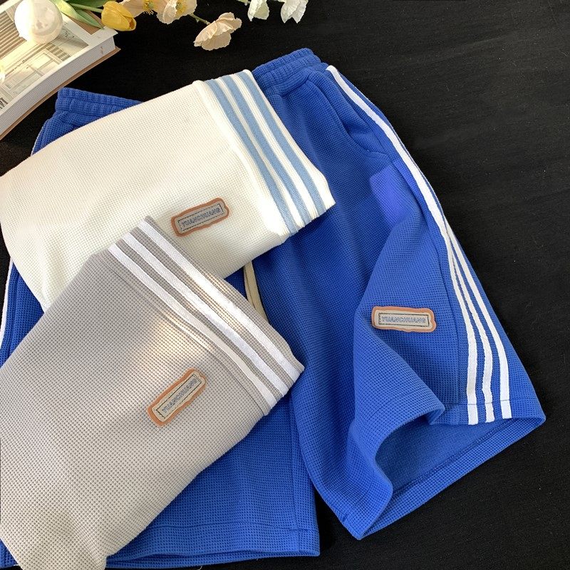 主推！2026夏季新款华夫格三条杠短裤平铺XZ604-KP60-P35控48,男装牛仔裤,星座604