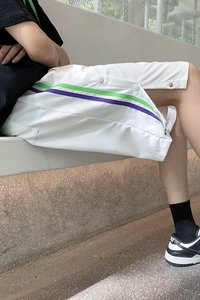 ins港风夏季条纹排扣五分短裤 XZ604-KG19-P35控48图片